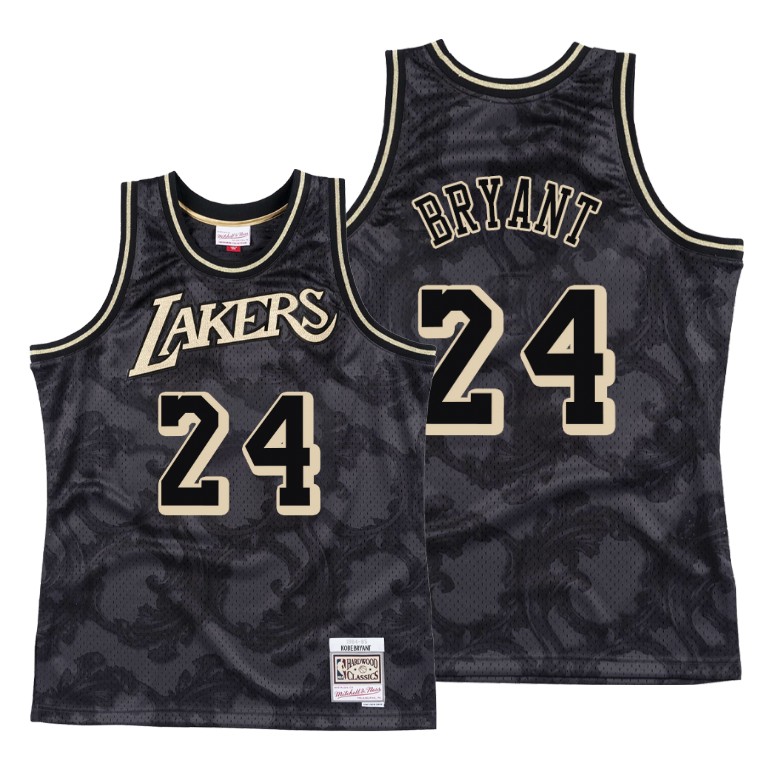 Men's Los Angeles Lakers Kobe Bryant #24 NBA Mamba Forever Toile Hardwood Classics Black Basketball Jersey NVP4883EE